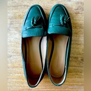 Emerald Green Ann Taylor Leather Oxford Slip-on Shoes with Tassels Sz 8